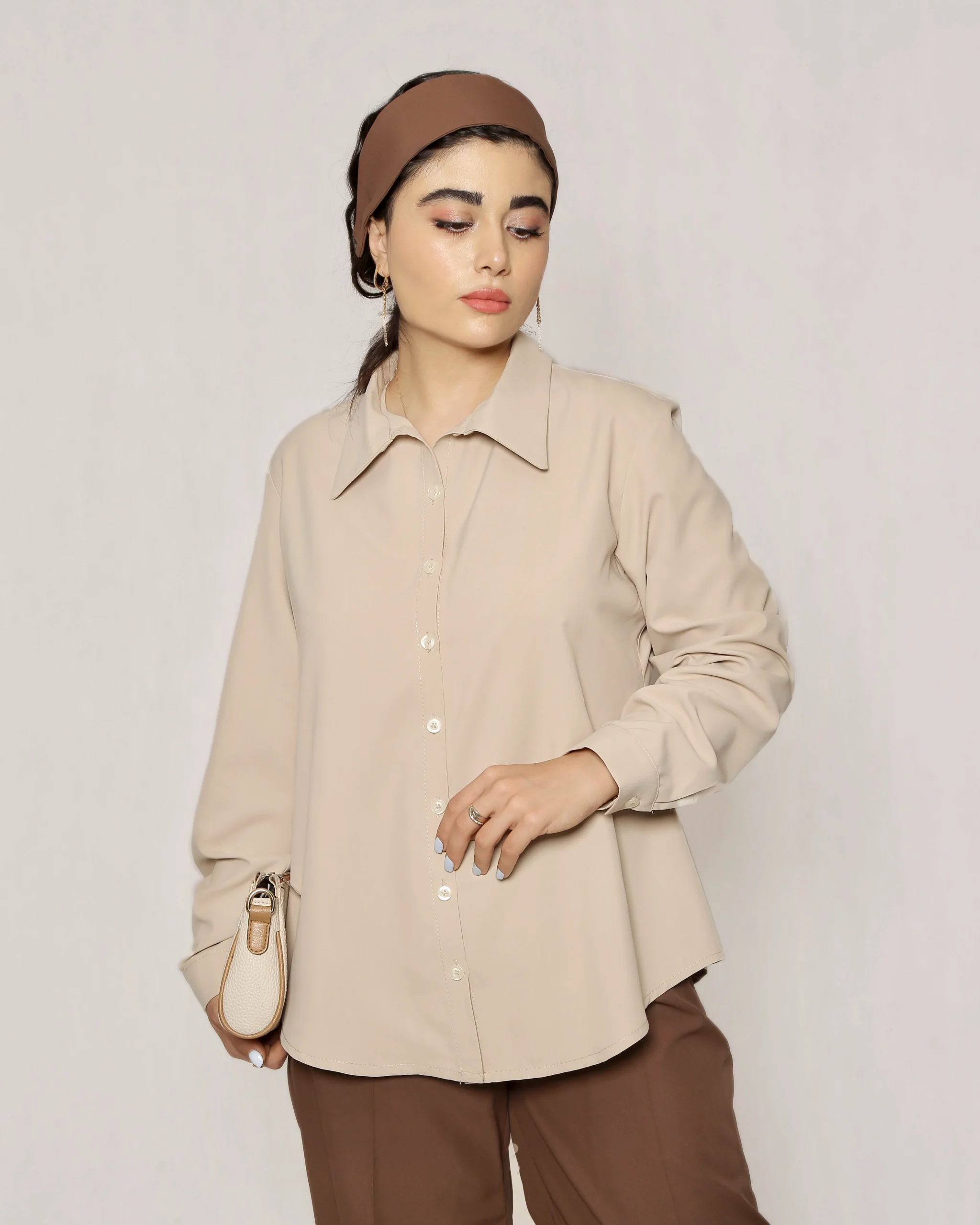 شومیز ساده کرم