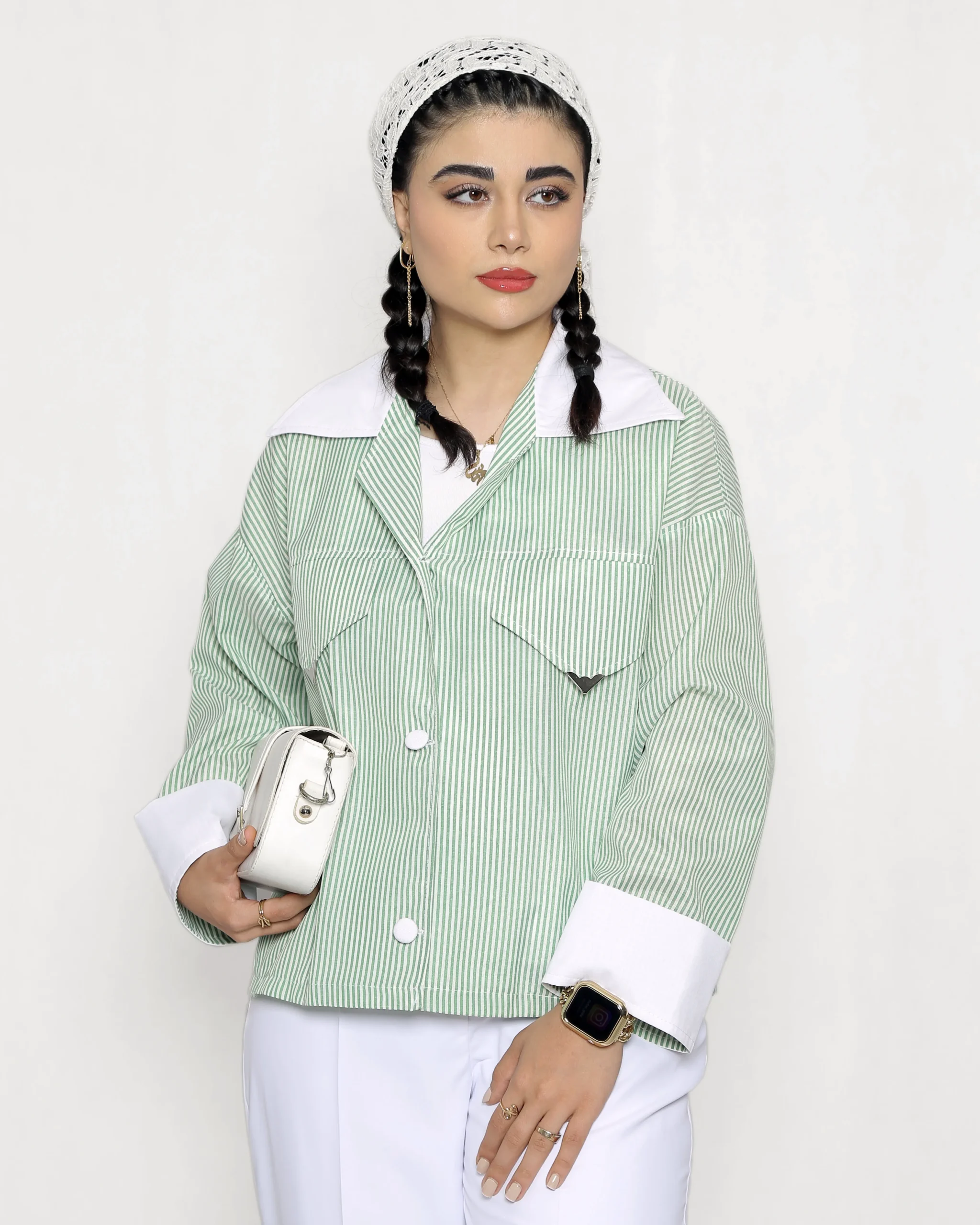 کت‌شومیز راه‌راه سبز